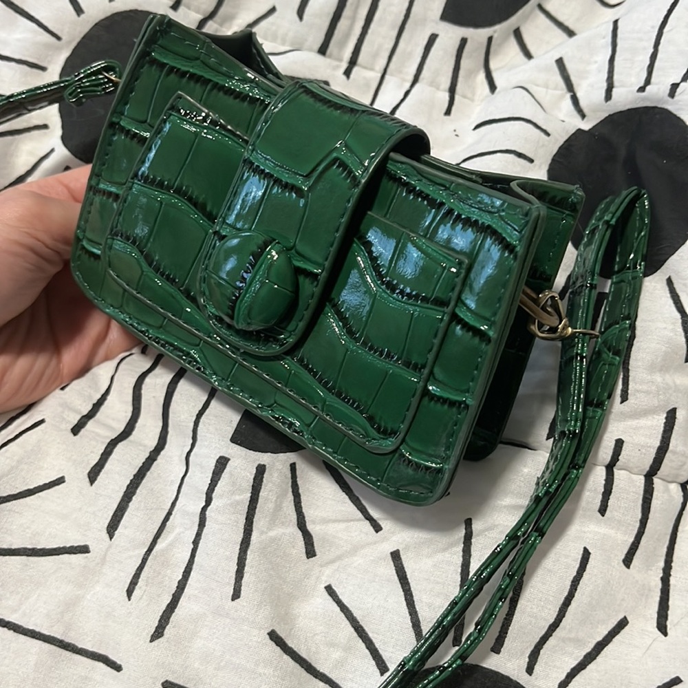 (2for$10) Mini Crossbody Faux Leather Green Bag